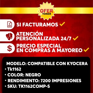 Foto 8 | Foto 8 | Pack de 2 Tóners TK1162 compatibles con Kyocera P2040 Negro