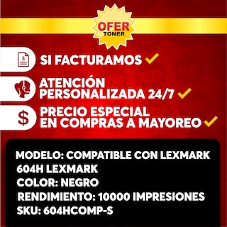Foto 8 | Foto 8 | Tóner 604h Compatible con Lexmark mx310dn mx410de mx511de mx611dhe Negro 2 PZAS