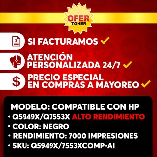 Foto 8 | Foto 8 | Pack de 2 Tóners Negros Q5949X/49X/Q7553X/53X Compatibles con HP 1160, 1160LE, 1320 y 1320N