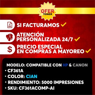 Foto 8 | Foto 8 | Tóner Genérico Compatible CF361A-C/508A-C para Canon M552