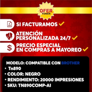 Foto 8 | Foto 8 | Tóner Tn890 Compatible Con Brother Hl-6400, Mfc-6900, Hl-l6400dw, Hl-l6400dwt Negro