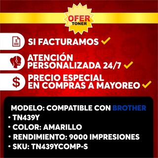 Foto 8 | Foto 8 | Tóner Tn439y Compatible con Brother Hl L9310 Mfc L9570 L9310 Hl L9310cdw Amarillo