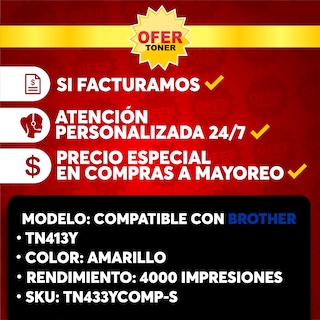 Foto 5 | Foto 5 | Tóner Amarillo TN413Y/ 423Y/ 433Y/ 443Y Compatible con Brother HL-L8260CDW/ HL-L8360CDW/ HL-L8360CDWT/ MFC-L8610CDW