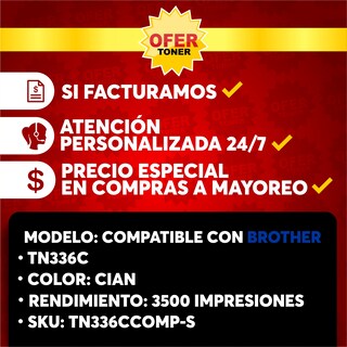 Foto 7 | Foto 7 | Tóner Cyan TN336C Compatible con Brother HL L8250CDN/ L8350CDW/ L8350CDWT/ MFC L8600CDW