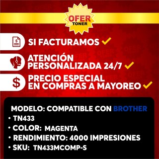 Foto 7 | Foto 7 | Tóner Tn413m/423m/433m/443m Compatible con Brother Hl-l8260cdw Hl-l8360cdw Hl-l8360cdwt Mfc-l8610cdw Magenta