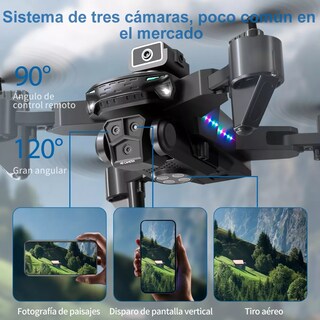 Foto 3 | Foto 3 | Minidrón con 3 Cámara Profesional Control 8K HD 3 Baterías Eo Safe Imports ESI-12918 Gris