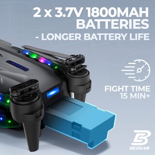Foto 6 | Foto 6 | Drone Rc Bezgar Mini Con Cámara 1080p Hd Para Niños, Color Negro - Venta Internacional.