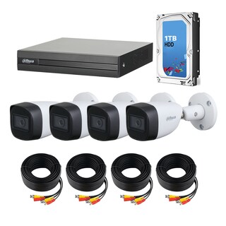 Foto 1 | Foto 1 | Kit de 4 Cámaras de Seguridad DAHUA 1080p HD Con Micrófono Integrado Bala color Blanco + Disco Duro 1TB