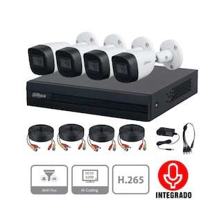 Foto 2 | Foto 2 | Kit de 4 Cámaras de Seguridad DAHUA 1080p HD Con Micrófono Integrado Bala color Blanco + Disco Duro 1TB
