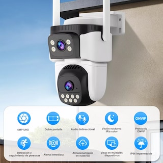 Foto 2 | Foto 2 | Cámara De Seguridad Wifi Exterior Lente Doble Eo Safe Imports Esi-16622 Blanco