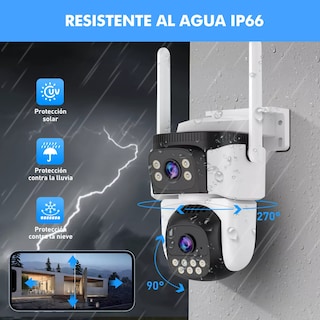 Foto 3 | Foto 3 | Cámara De Seguridad Wifi Exterior Lente Doble Eo Safe Imports Esi-16622 Blanco
