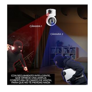 Foto 6 | Foto 7 | Camara De Seguridad Doble Lente Hd 1080p Wifi Ptz 360 Grados Android Iphone