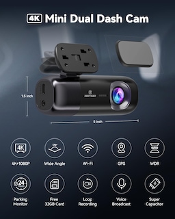 Foto 2 | Foto 2 | Cámara De Salpicadero Redtiger F9 4k, Frontal Y Trasera 1080p, Wifi, Gps, 256 Gb - Venta Internacional.