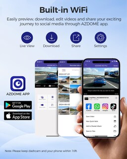 Foto 4 | Foto 4 | Dash Cam Azdome M01 Pro 3k Wifi Delantera/trasera De 64 Gb Con Adas - Venta Internacional.