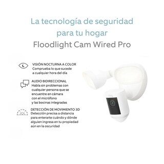 Foto 3 | Foto 3 | Cámara De Seguridad Exterior Con Reflectores Y Sirena Cableada Ring Pro Color Blanco