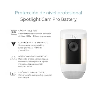 Foto 2 | Foto 2 | Cámara De Seguridad Con Luces Y Sirena Inalámbrica Ring Pro Color Blanco