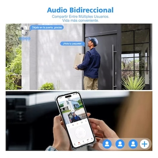 Foto 3 | Foto 3 | Cámara De Vigilancia Wifi Con Doble Lente 360º Con Visión Nocturna, Sensor de Movimiento, Alarma.