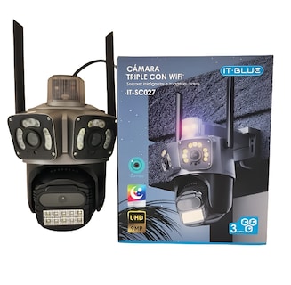 Foto 1 | Foto 1 | Cámara de Vigilancia 360º Con Tres Lentes, Wifi, Con Sensores Inteligentes Visión Nocturna.