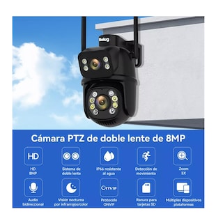 Foto 2 | Foto 2 | Cámara de Seguridad Wifi Exteriores Belug Negra 8mp con Tarjeta SD 128 GB