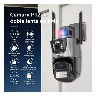 Foto 2 | Foto 2 | Cámara De Seguridad Belug Doble Lente 8mp Con Tarjeta Sd 128 Gb Gris
