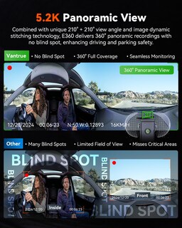 Foto 2 | Foto 2 | Dash Cam Vantrue E360 5.2k, Vista Panorámica De 360°, Wifi Y Gps De 512 Gb - Venta Internacional.