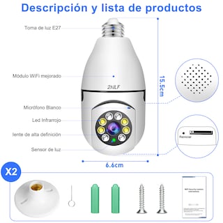 Foto 8 | Foto 8 | 2nlf Cámara De Seguridad De 360° Visión Nocturna Alarma