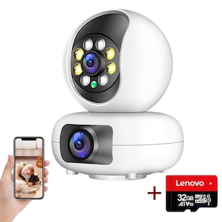 Foto 1 | Foto 1 | Cámara de Seguridad Blanca con Wifi y Memoria de 32 Gb-Venta Internacional