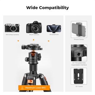 Foto 7 | Foto 7 | Trípode K&F Concept Mini Desktop de 52 cm con Cabezal Esférico para Cámara - Venta Internacional