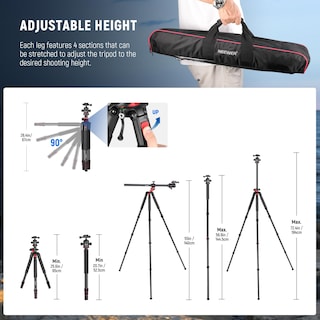 Foto 5 | Foto 5 | Trípode para Cámara Neewer De 184 Cm Con Monopié Y Cabezal Esférico De 15 Kg - Venta Internacional