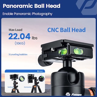 Foto 3 | Foto 3 | Trípode Para Cámara Fotopro De 173 Cm Con Cabezal Esférico, Capacidad De Carga De 16 Kg - Venta Internacional.