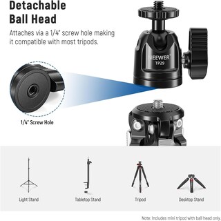 Foto 7 | Foto 7 | Mesa Pequeña De Metal Tripod Neewer Tp29 Con Cabeza Esférica De 360°, 3 Kg - Venta Internacional.