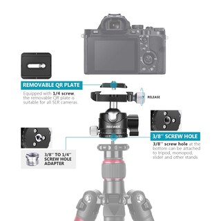 Foto 6 | Foto 6 | Trípode Con Cabeza Esférica Neewer Professional, 28 Mm, Perfil Bajo, 5 Kg - Venta Internacional.