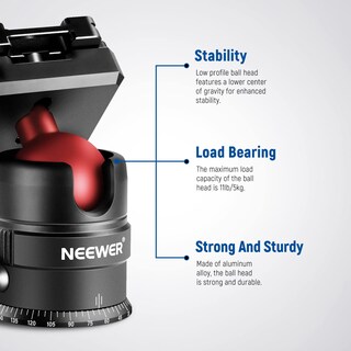 Foto 6 | Foto 6 | Cabezal De Trípode Neewer Gm28, Cabeza Esférica Giratoria De 360°, Carga De 5 Kg - Venta Internacional.