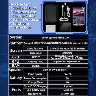 Foto 7 | Foto 7 | Consola De Juegos Portátil R36s Retro De 3,5 Pulgadas, Más De 15 000 Juegos, 32 Gb+64 Gb - Venta Internacional.