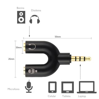 Foto 2 | Foto 2 | Divisor Audio 3.5mm Para Micrófono y Audífonos Elegate Zjt42 color Negro