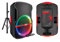 Bafle Profesional Recargable 15” 25,000 W Pmpo Con Stand Y Micrófono Alámbrico