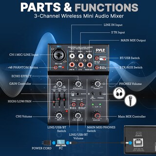 Foto 2 | Foto 2 | Mezclador De Audio Inalámbrico Para Dj Pyle Pad33mxubt Bluetooth 5.0 - Venta Internacional.