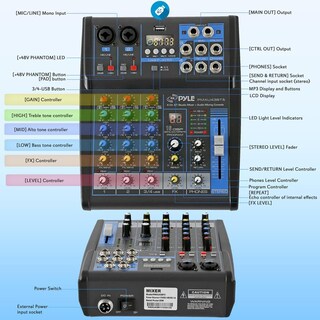 Foto 2 | Foto 2 | Mezclador De Audio Pyle Pmxu43bt.5 4 Canales Usb Bluetooth Mp3 - Venta Internacional.
