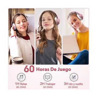 Foto 3 | Foto 3 | Audífonos de Diadema Belug Inalámbricos Bluetooth color Rosa