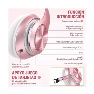Foto 4 | Foto 4 | Audífonos de Diadema Belug Inalámbricos Bluetooth color Rosa