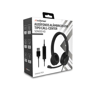 Foto 8 | Foto 8 | Audífonos Alámbricos De Diadema Conexión Usb Con Micrófono Tipo Call Center, Redlemon, Negro, 83410-bl