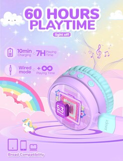 Foto 4 | Foto 4 | Auriculares Para Niños Iclever Cat Ear Led Con Iluminación Led Inalámbrica Color Morado - Venta Internacional.