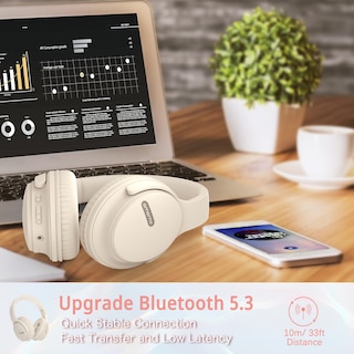 Foto 6 | Foto 6 | Auriculares Bluetooth Amorno Over Ear De 68 Horas De Reproducción Color Blanco - Venta Internacional.