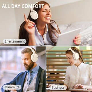 Foto 7 | Foto 7 | Auriculares Bluetooth Amorno Over Ear De 68 Horas De Reproducción Color Blanco - Venta Internacional.