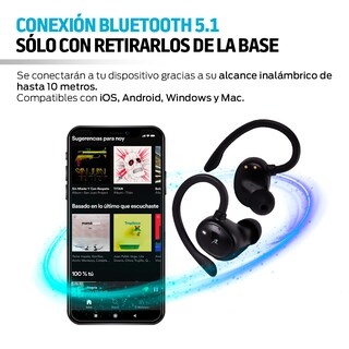 Foto 3 | Foto 3 | Audífonos Redlemon 79445-Bl color Negro Air-Sport 2 Bluetooth 5.1 contra Agua IPX4