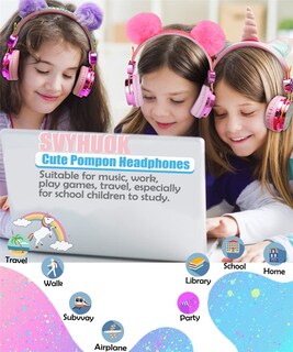Foto 6 | Foto 6 | Venta Internacional - Auriculares Bluetooth Svyhuok Pompon Kids Para Niñas/niños Con M
