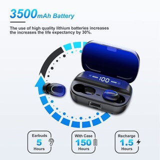 Foto 4 | Foto 4 | Auriculares Bluetooth Kinganda True Wireless Auriculares Azules - Venta Internacional