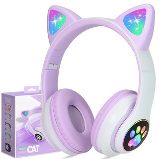 Foto 1 | Foto 1 | Auriculares Inalámbricos TCJJ Morados Orejas de Gato Led Bluetooth con Micrófono - Venta Internacional