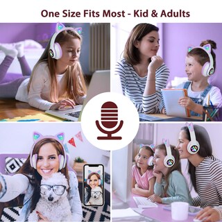 Foto 2 | Foto 2 | Auriculares Inalámbricos TCJJ Morados Orejas de Gato Led Bluetooth con Micrófono - Venta Internacional