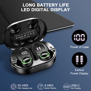 Foto 6 | Foto 6 | Auriculares Inalámbricos Bluetooth 5.3 Auriculares con Cancelación de Ruido Enc - Venta Internacional
